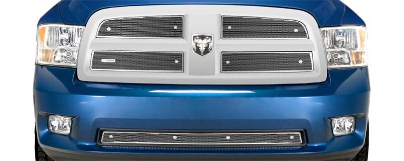 2009-2012 Dodge Ram 1500, With Honeycomb Chrome Grill, With Painted Bumper, Bumper Screen Included