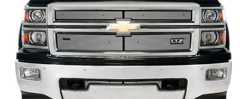 2014-2015 Chev Silverado 1500 Honeycomb Grill with LTZ Badge, Without Licence Plate, With Tow Hooks, Bumper Screen Included
