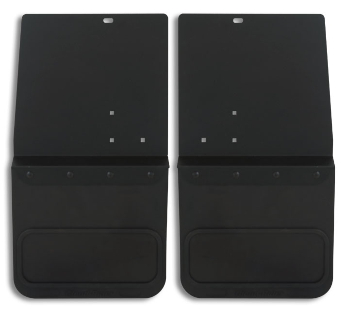 2015-2025 Chevrolet Silverado 2500/3500 Rear Kickback (Single Wheel) - Black Powdercoated Steel, 14" Advantage Flap without Stainless Insert