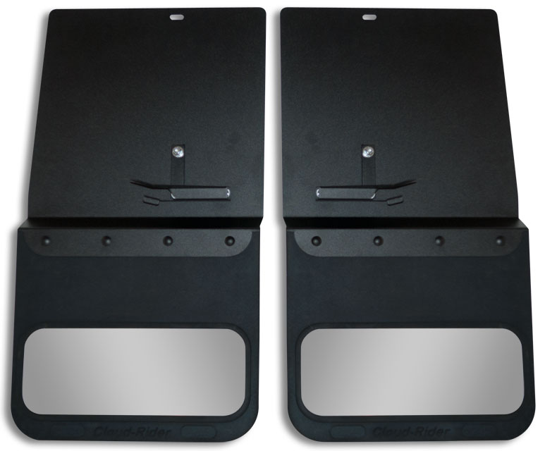 2015-2017 GMC Sierra 2500/3500 Rear Kickback (Single Wheel) - Black Powdercoated Steel, 14" Advantage Flap with Stainless Insert