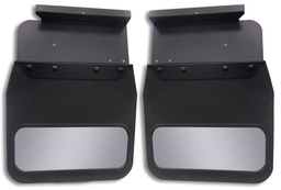 [810-4004R] 2017-2025 Ford F250-350 Super Duty Rear Kickback (Single Wheel) - Black Powdercoated Steel, 14" Advantage Flap with Stainless Insert